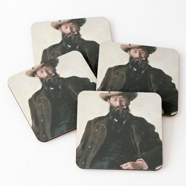 Item preview, Portrait of Man in Hat Smoking with Waistcoat | Dark Brown Tones designed and sold by archerfield.