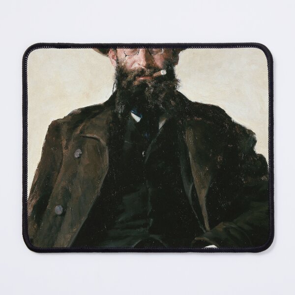 Item preview, Portrait of Man in Hat Smoking with Waistcoat | Dark Brown Tones designed and sold by archerfield.