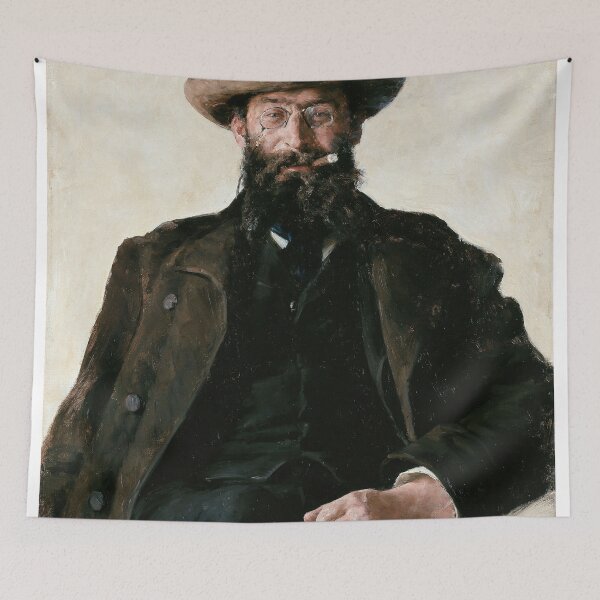 Item preview, Portrait of Man in Hat Smoking with Waistcoat | Dark Brown Tones designed and sold by archerfield.