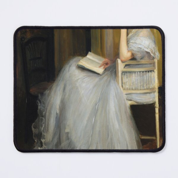 Item preview, Woman Reading A Book | Vintage Wall Art | Dark Academia Decor | Restored Oil Painting designed and sold by archerfield.