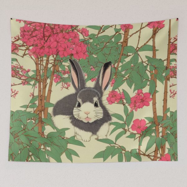 Item preview, Grey Furball Frenzy in Springtime An American Mini Rex Rabbit Bunny Mom designed and sold by wigobun.