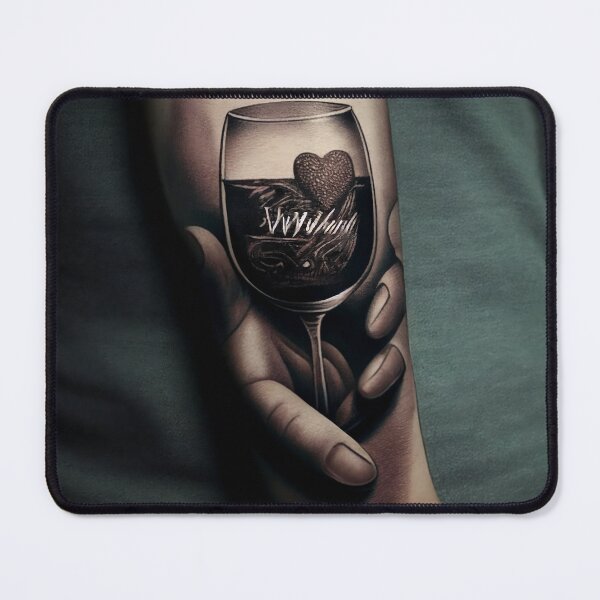Item preview, wine glass tattoo designed and sold by AloneARTS.