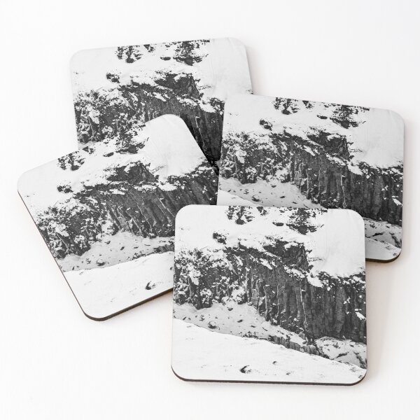 Item preview, Texture of Basalt Columns and Snow in Iceland B&W designed and sold by Kate-P-.
