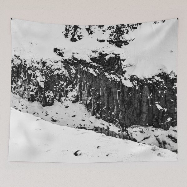 Item preview, Texture of Basalt Columns and Snow in Iceland B&W designed and sold by Kate-P-.
