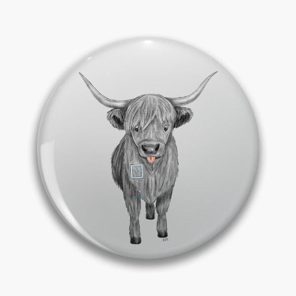 Item preview, Highland Cow with a Hickman Line (B&W) designed and sold by misslovelymess.