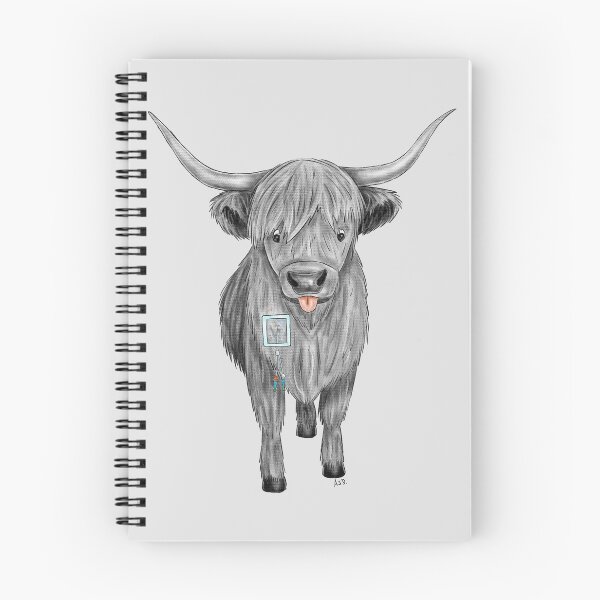 Item preview, Highland Cow with a Hickman Line (B&W) designed and sold by misslovelymess.