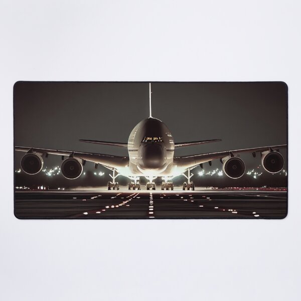 Vista previa del artículo con la obra «Airbus a380 aterrizando en la pista», diseñado y vendido por HakimeDesign.