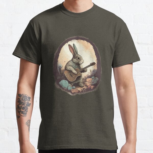 Happy Easter Men's Bone And Rabbit T Shirt Psychedelic Bunny Skull Funny  Gift