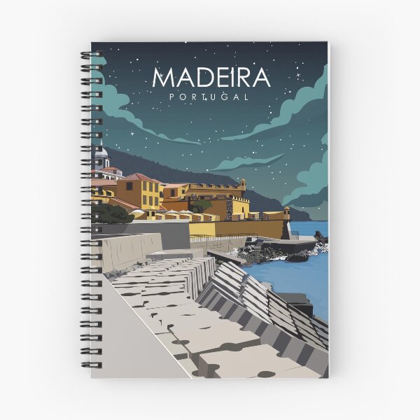 Item preview, Madeira Portugal Vintage Retro Travel Poster at night designed and sold by Stadify.