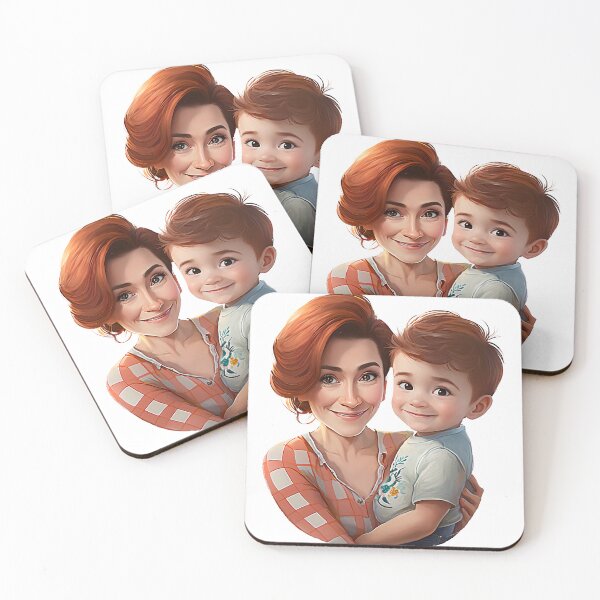 Item preview, Mom and son Cute Chibi Cartoon  designed and sold by addthana.