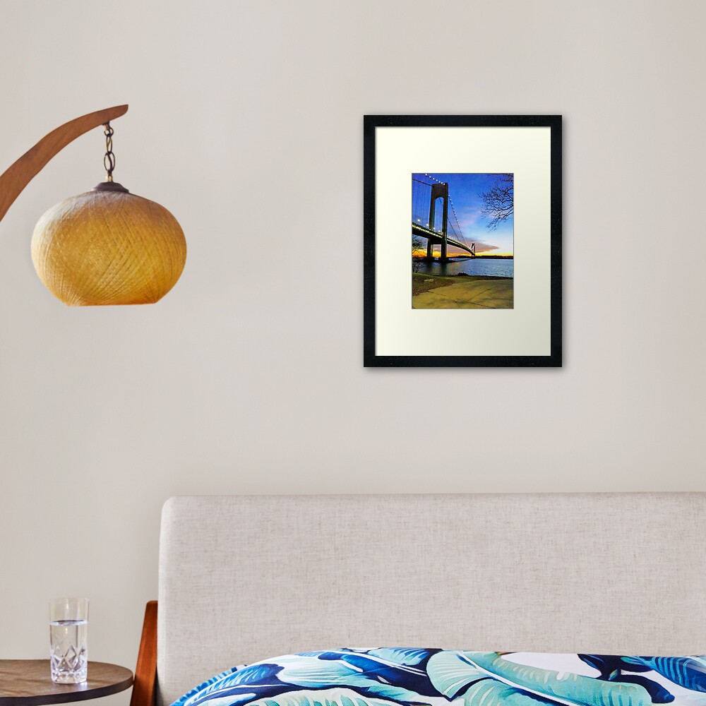 #Verrazano-Narrows #Bridge #VerrazanoNarrowsBridge #water architecture suspensionbridge travel river sky city Framed Art Print