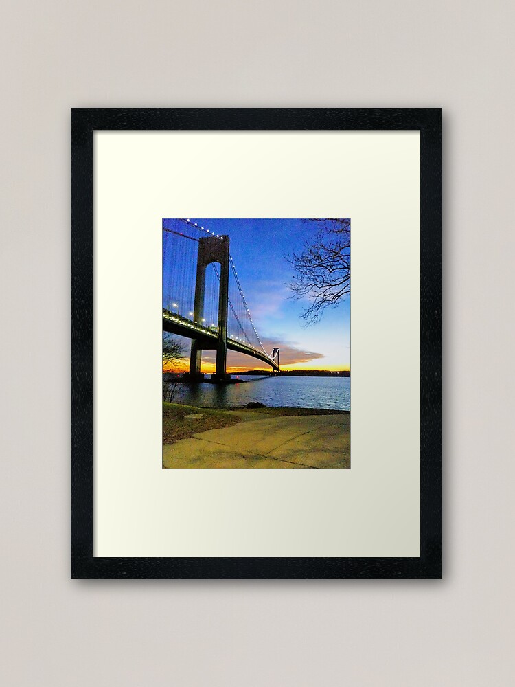 Alternate view of #Verrazano-Narrows #Bridge #VerrazanoNarrowsBridge #water architecture suspensionbridge travel river sky city Framed Art Print