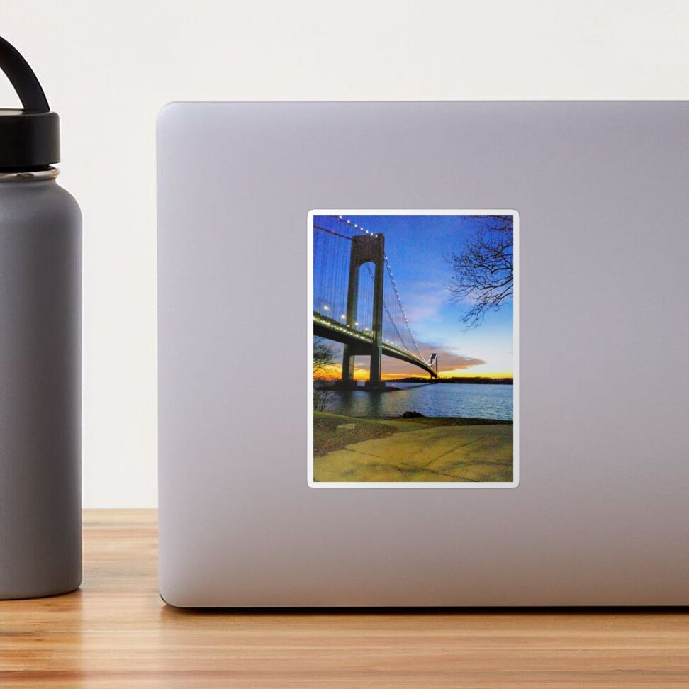 #Verrazano-Narrows #Bridge #VerrazanoNarrowsBridge #water architecture suspensionbridge travel river sky city: Sticker  