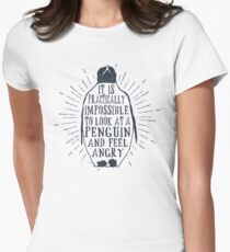 Impossible to Look at a Penguin and Feel Angry - Happy Penguin Women's Fitted T-Shirt