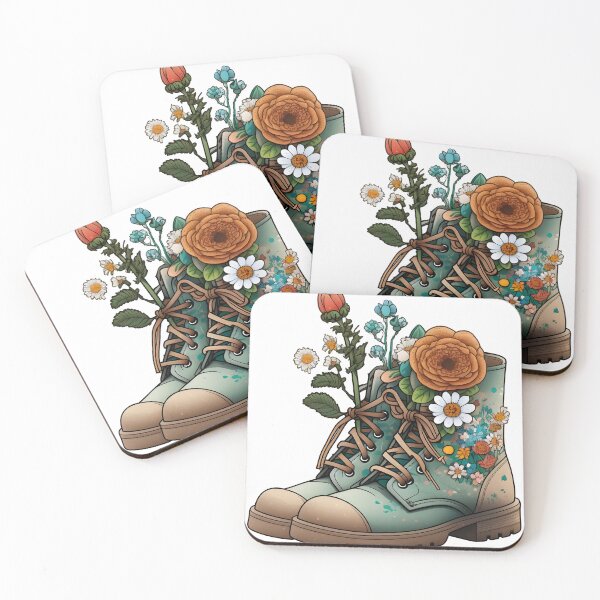 Item preview, wildflower hiking boots designed and sold by CustomPrintHub.