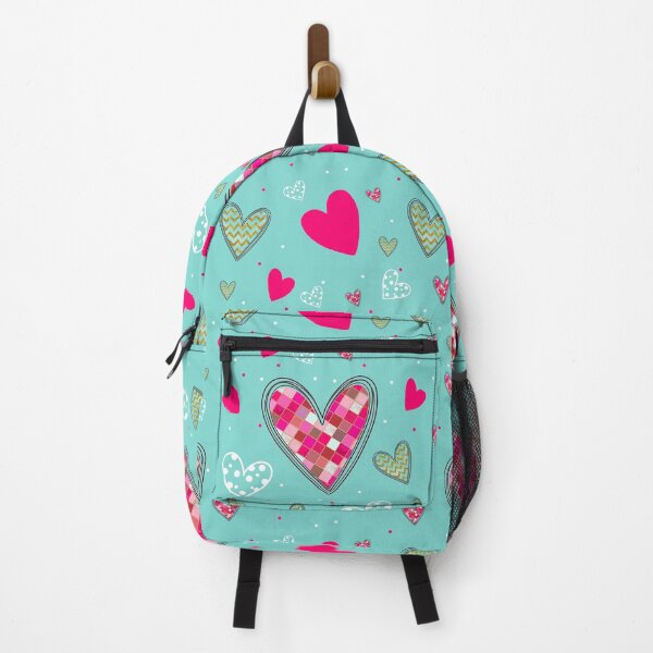 Item preview, pattern of cute hearts in turquoise and fuchsia colors in rain mode designed and sold by Malogue.