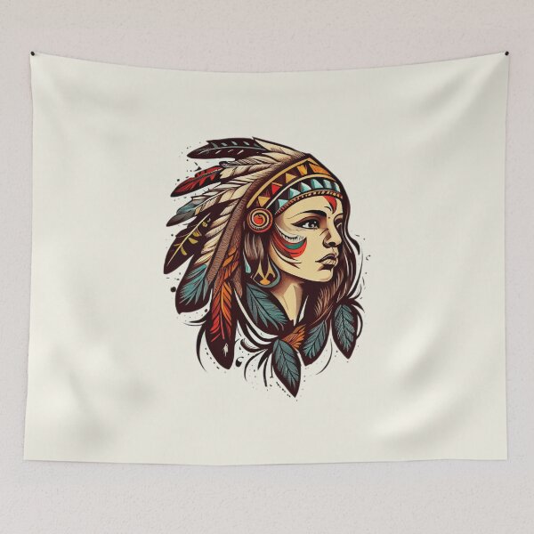 Item preview, Tattoo of Native American Woman designed and sold by TourDePassion.
