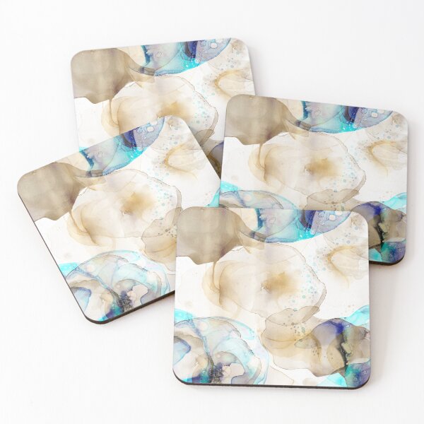 Item preview, Abstract Gold Blue Fluid Art Painting designed and sold by NdesignTrend.