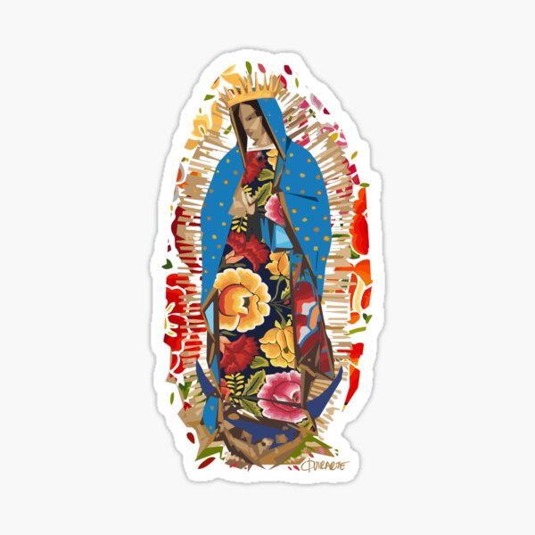 Virgin of Guadalupe, Blue Background Sticker