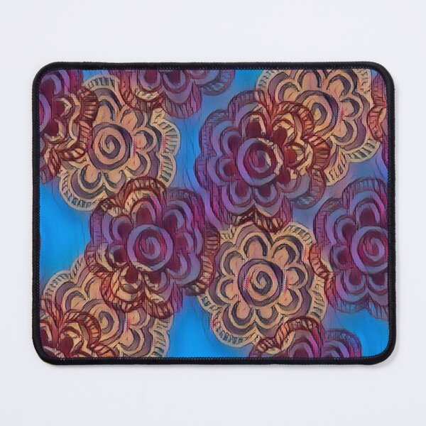 Item preview, Indian Floral design, purple and beige on a turquoise background designed and sold by TracyDDigitals.