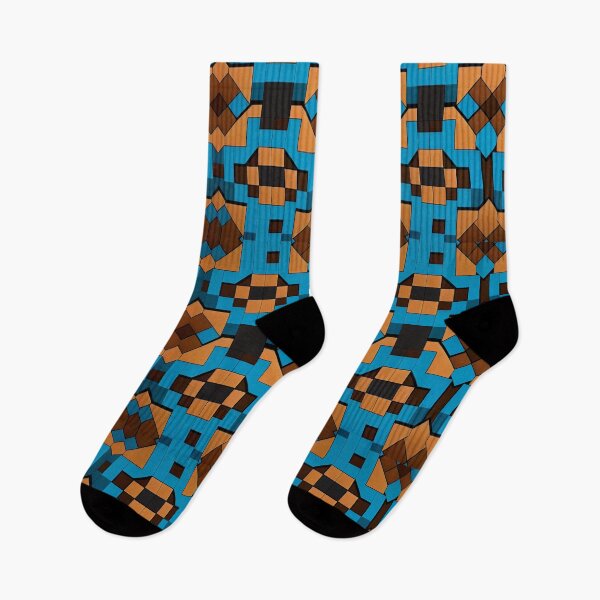 Item preview, blue orange geometric pattern designed and sold by QuikiPatterns.