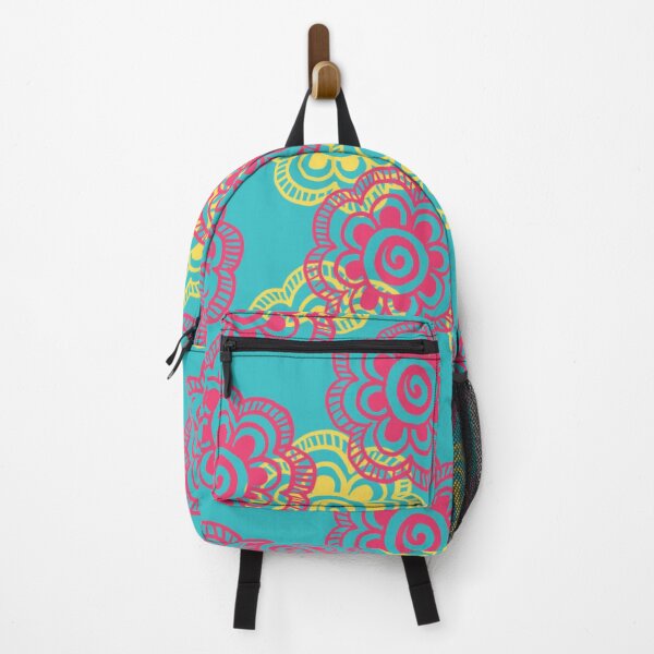Item preview, Red & Yellow Indian Flowers on Turquoise background, Ethnic Art designed and sold by TracyDDigitals.