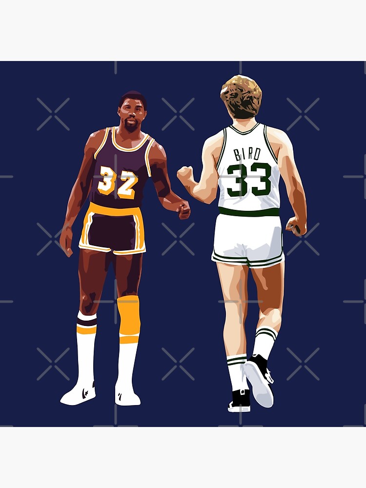 Larry Bird and Magic Johnson fist bump Medium Print Qiangy Essential  T-Shirt for Sale by qiangdade