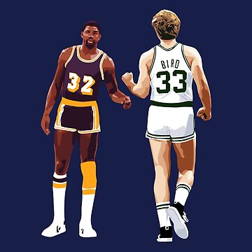 Larry Bird and Magic Johnson fist bump Medium Print Qiangy Essential  T-Shirt for Sale by qiangdade