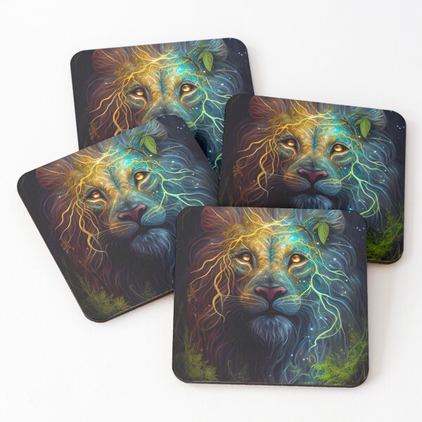 Item preview, Ancient magical molten lion spirit in a mystical arcane forest designed and sold by Oleh Mykhailenko.