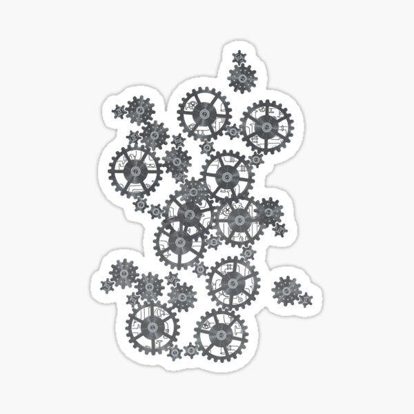 Gray gears industrial steampunk cut Sticker