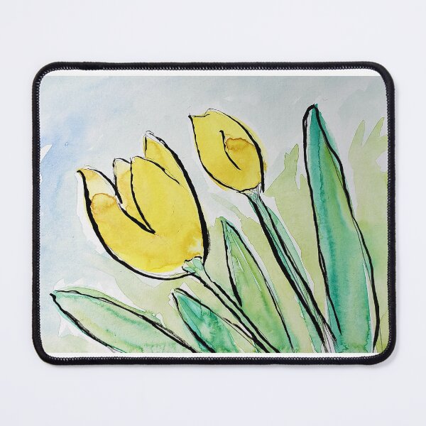 Item preview, Etegami Style Watercolor Yellow Tulip designed and sold by EtegamiJourney.