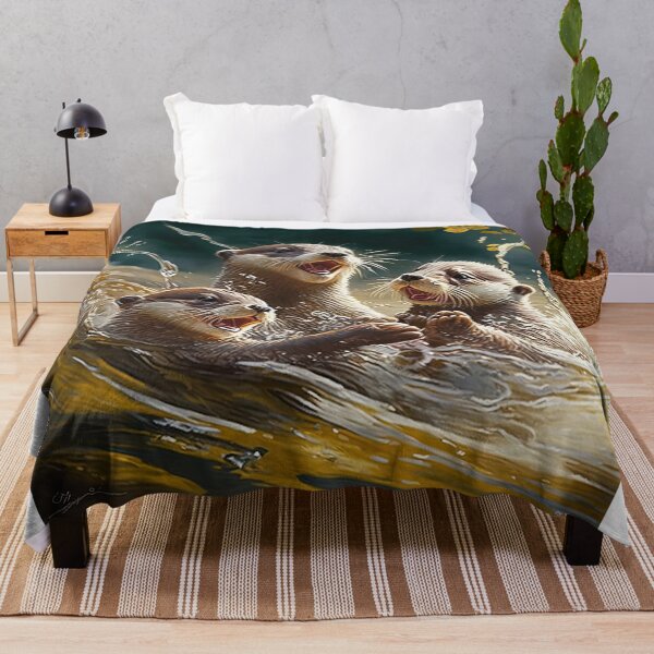 Item preview, cute family of otters playing and laughing designed and sold by artyficial-.