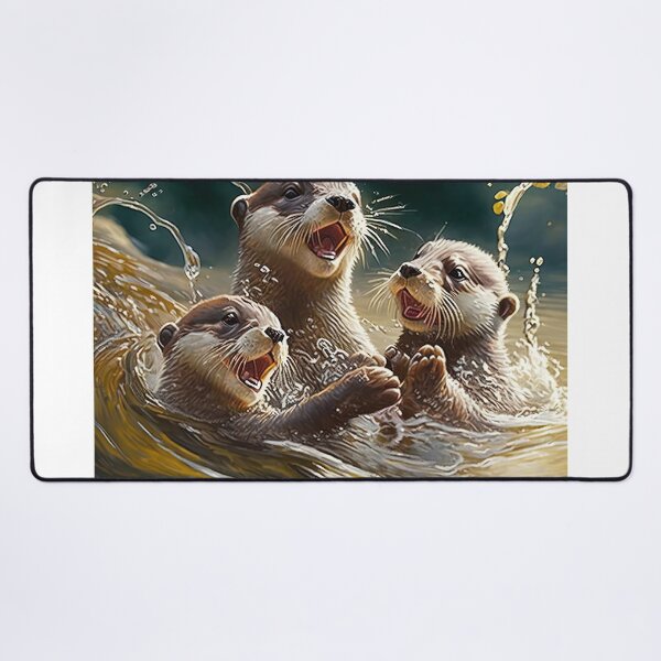 Item preview, cute family of otters playing and laughing designed and sold by artyficial-.