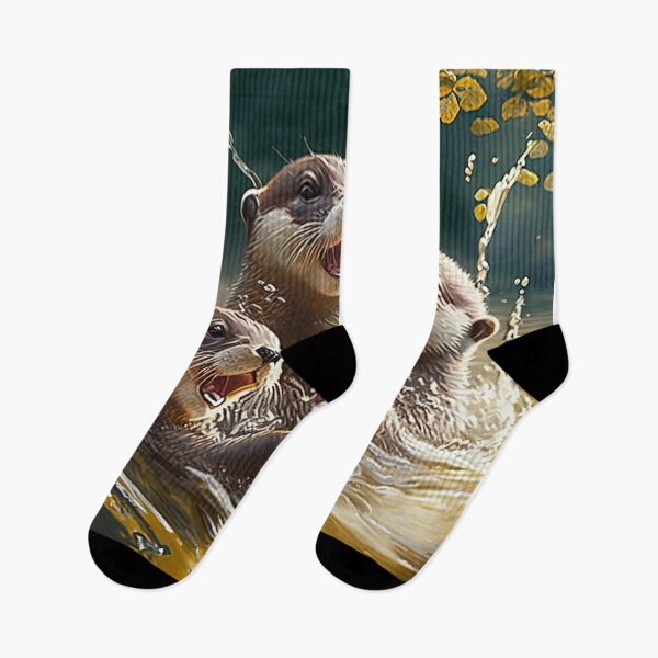 Item preview, cute family of otters playing and laughing designed and sold by artyficial-.