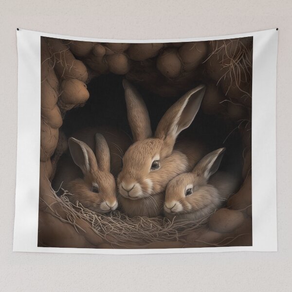 Item preview, cute family of bunnies huddled together designed and sold by artyficial-.