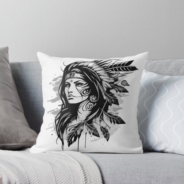 Item preview, Native American Female Tattoo BW designed and sold by TourDePassion.