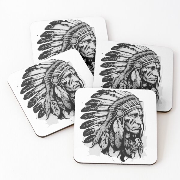 Item preview, Native American Tattoo Traditional BW designed and sold by TourDePassion.