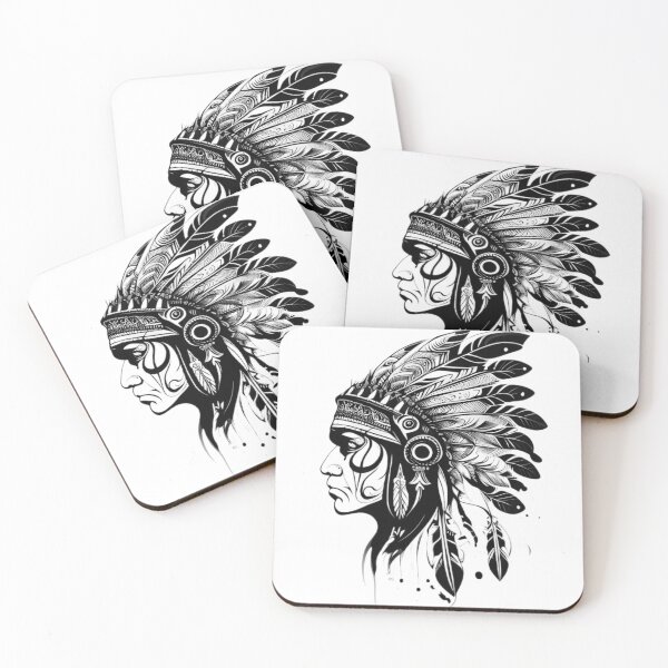 Item preview, Native American Tattoo Feather BW designed and sold by TourDePassion.