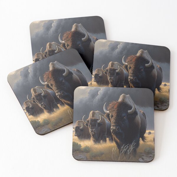 Item preview, strong herd of buffalos in a thunderstorm designed and sold by artyficial-.