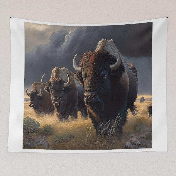 Item preview, strong herd of buffalos in a thunderstorm designed and sold by artyficial-.