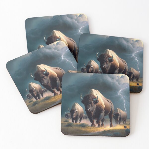 Item preview, Powerful buffalo in a thunderstorm designed and sold by artyficial-.