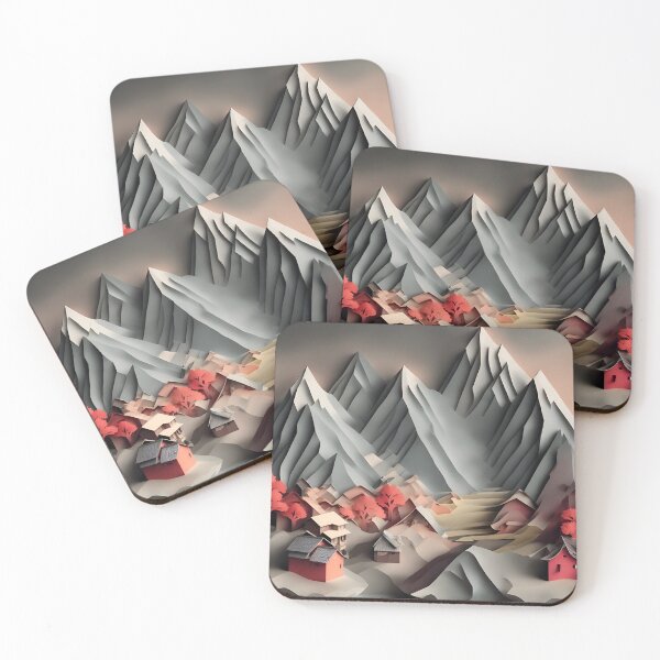 Item preview, Mountain Village Grey in Paper art style designed and sold by FormFinder.