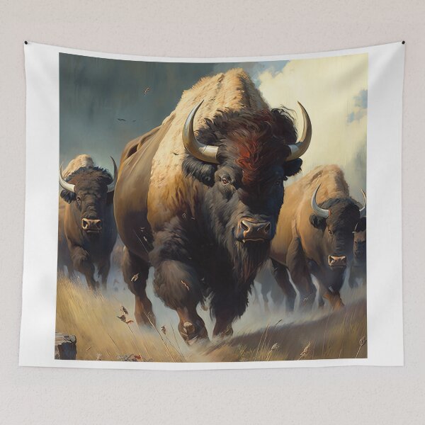 Item preview, Quiet herd of buffalos in the meadow designed and sold by artyficial-.