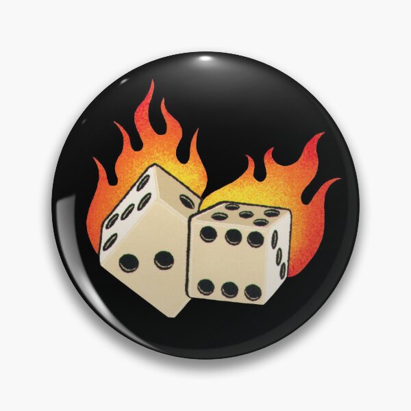 Item preview, On Fire Retro Flaming Dice Tattoo designed and sold by StudioTina.