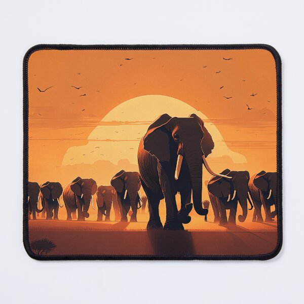 Item preview, Cartoon group of elephants in the desert designed and sold by artyficial-.