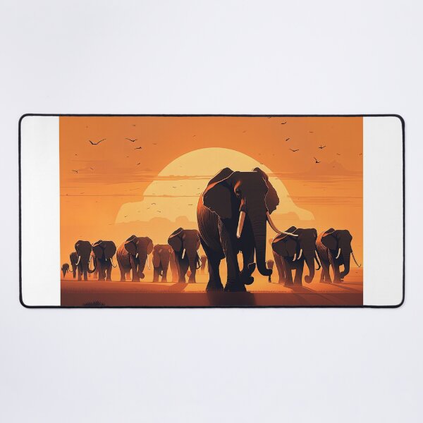 Item preview, Cartoon group of elephants in the desert designed and sold by artyficial-.