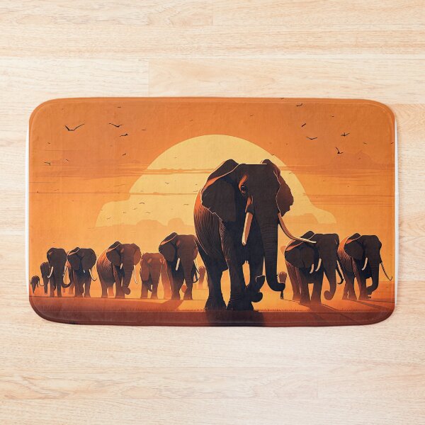 Item preview, Cartoon group of elephants in the desert designed and sold by artyficial-.
