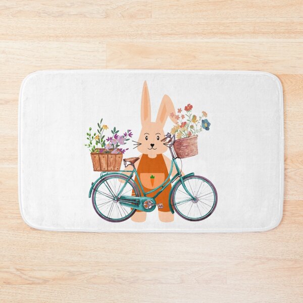 Item preview, Cute Easter Bunny with Colorful Wildflowers on Bicycle Design - Hop into Spring designed and sold by PeonyPeak.