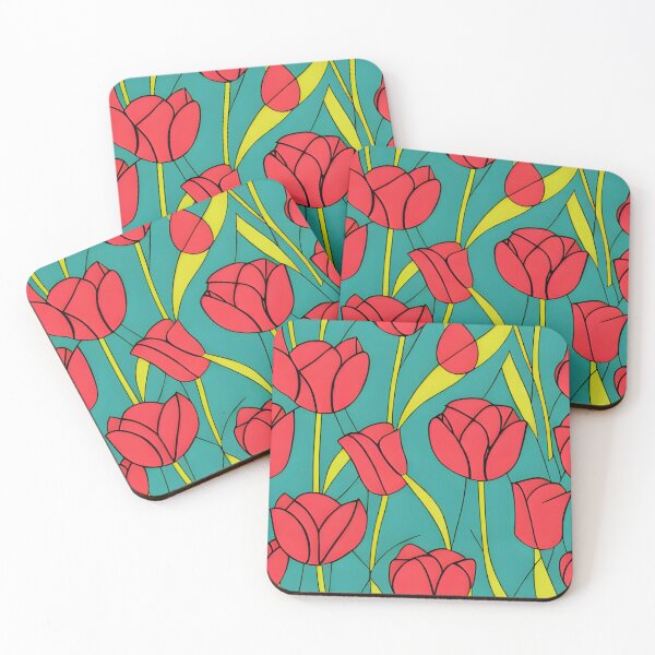 Item preview, Red tulips pop art style pattern designed and sold by patterncrow.