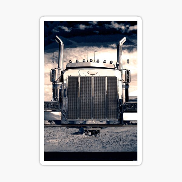 Vista previa del artículo con la obra «Peterbilt en la noche», diseñado y vendido por rharrisphotos.